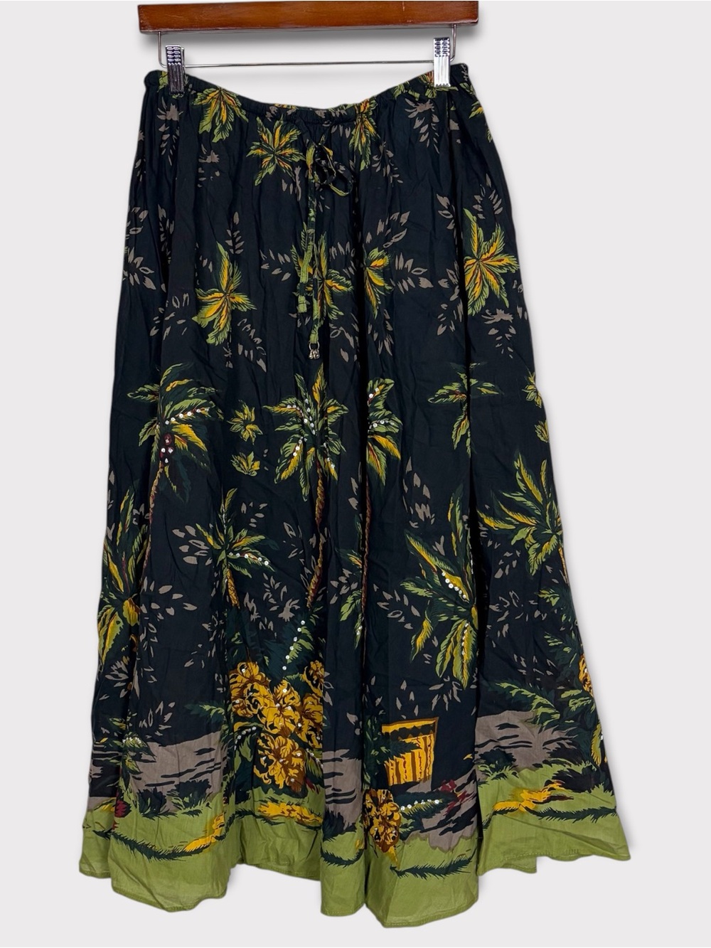 White Stag Cotton Maxi Skirt Medium Vacation Palm Tree Grunge Whimsigoth